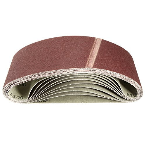 uxcell 4-Inch x 24-Inch Aluminum Oxide Sanding Belt 100 Grits Sandpaper Lapped Joint for Belt Sander 10pcs