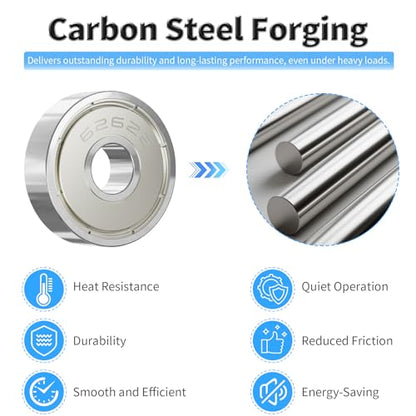 20 Pcs 627ZZ Ball Bearings, Carbon Steel, 7x22x7mm - size: 627ZZ 20Pcs