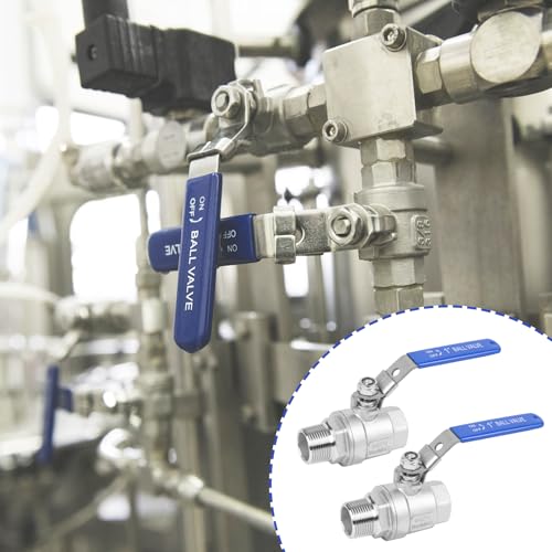 YADIAN 4 Pack 304 Stainless Steel 1'' Ball Valve Heavy Duty Full Port NPT Male x Female with Blue Vinyl Insulation Handle and Locking Device for Water, Oil, and Gas, 1000WOG (1inch NPT, Pack of 4) - size: 1''