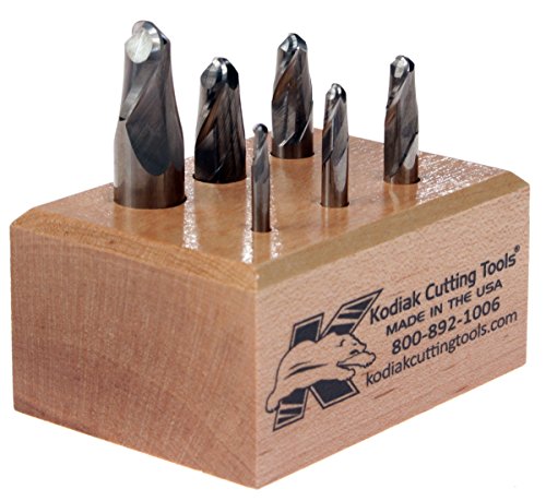 Kodiak Cutting Tools LD-B4PZ-OVEL USA Made Micrograin Carbide Ball Nose End Mill Set, 2 Flute, 1/8" to 1/2" (Pack of 6)