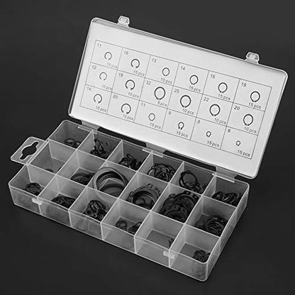 JTLB 225 Piece Set of Internal & External Snap Retaining Rings - Durable & Versatile Circlips in 18 Assorted Sizes - Perfect for Home DIY, Professional Jobs, and Maintenance