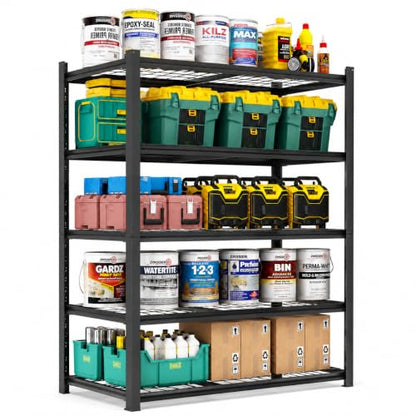 Heavy Duty 5 Tier Metal Garage Shelving, 72" H × 35" W × 16" D - size: 62"H × 27.6"W × 12"D