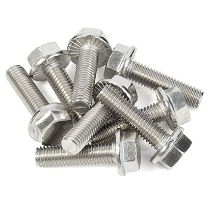 M5-0.8 x 12mm Flanged Hex Head Bolts Flange Hexagon Screws, Stainless Steel 18-8 (304), Plain Finish, 40 PCS - size: M5 x 12mm