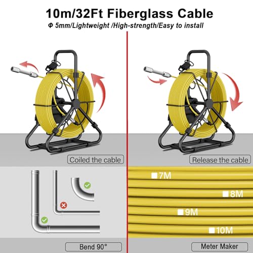 Sewer Camera 10m/32ft, 4.3" Pipe Snake Camera with DVR Function, Drain Plumbing Inspection with LED Light, 17mm/0.67in Waterproof Industrial Endoscope for Home Wall Duct Drain Pipe (10m/32ft)