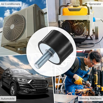 M METERXITY 4-Pack Rubber Mounts D40mmxH25mm Male Vibration Isolators Cylindrical Shock Absorber W M10 x 25mm Studs for Air Compressor/Car/Pump/Boat/Garage Motor/Bobbins Rubber Isolators - size: M10 x 25mm, 40mm x 25mm