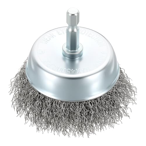 DTGN 3 Inch Wire Wheel Cup Brush for Drill, 1/4 Inch Hex Shank - size: 3 inch