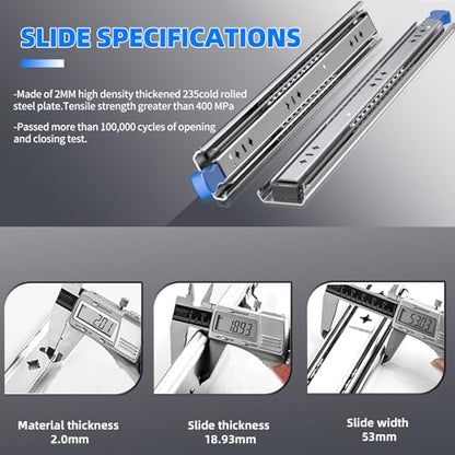 SLIDEWAY 260 Lbs Locking Heavy Duty Drawer Slides 36" Full Extension Rails - color: W:53mm-260LBS(with lock), size: 36 Inch