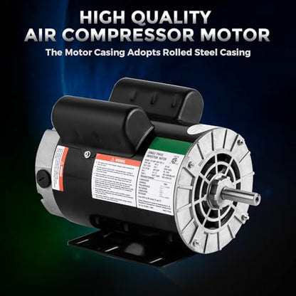 Air Compressor Motor 5HP, 3450RPM 184T Frame 230V Electric Motor with 5/8" Keyed Shaft & Dual Rotation, 1.88" Shaft Length for Industrial Air Compressors, Pumps, Tools