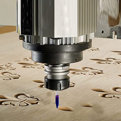 CNC V Bit 15 Degree Engraving Bit 0.005 Tip 1/4 Shank with Nano Blue Coat Solid Carbide V Groove Router Bit for Signmaking Carving - style: 15 Degree V Bit