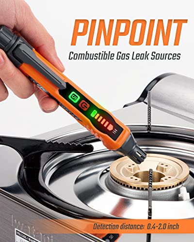 Natural Gas Detector, TopTes PT177 Gas Leak Detector with Audible & Visual Alarm, Portable Gas Sniffer to Locate Combustible Leak Sources Like Methane, Propane for Home (Includes Battery x2)-Orange