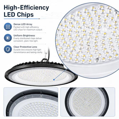 200W UFO LED High Bay Light for Workshop, 2-Pack