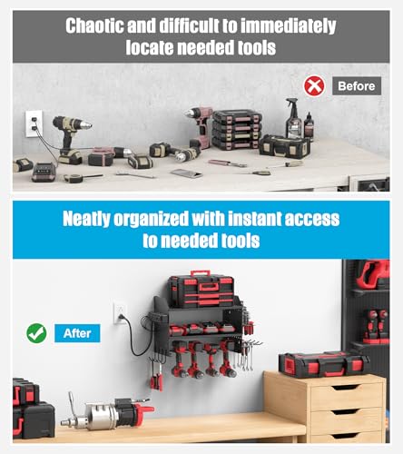 CCCEI Modular Power Tool Organizer Wall Mount with Charging, Black, 1 Pack - color: Black