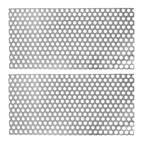 Perforated Stainless Steel Sheet, 0.2" Aperture (About 1/5",5mm), 304 Stainless Steel Mesh Panel, Flue Ventilation, Filtration, Speaker Grille(2pcs 16'' x 11.9'' Rectangle) - color: 2pcs 16'' x 11.9'' Rectangle