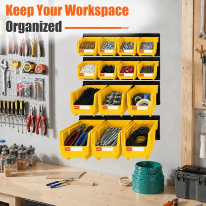 14pc Wall-Mounted Organizer V1 V2 V3 Master Combo Set Yellow - color: Yellow, size: V1-8Bins&V2-3Bins&V3-3Bins&4Rails