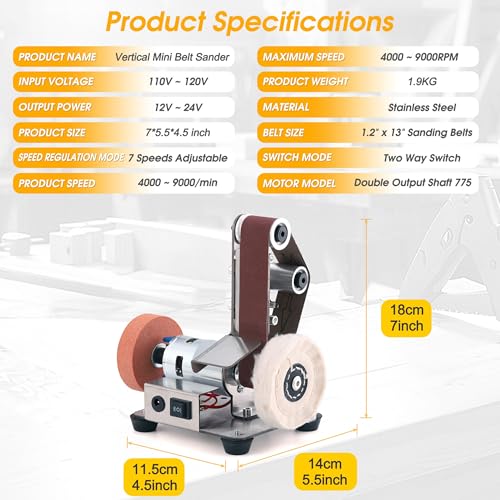 Mini Belt Sander for Knife Making, 3 IN 1 Electric Power Bench Belt Sanders - style: Vertical Belt Sander