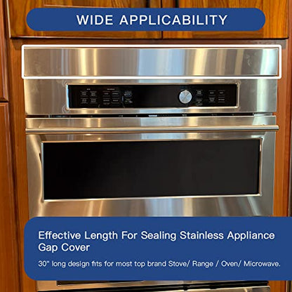 304 Brushed Stainless Steel Sheet Gap Filler, Metal Trim Strip for Wall Oven/Microwave Combo/Range/Cooktop, Self-Adhesive Gap Cover, 30" Long, 1'' Wide, 20Ga Thickness - size: 1'' Wide