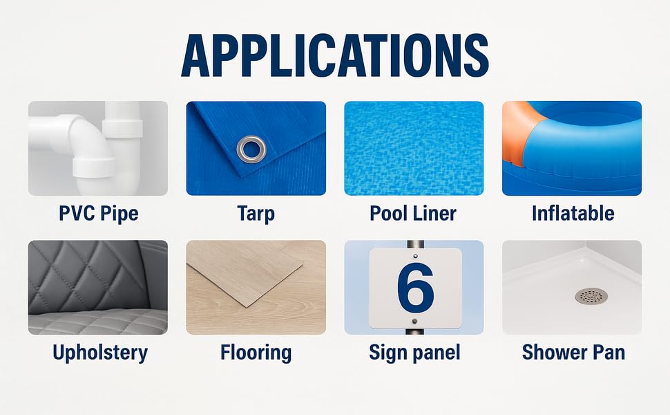 HOOK UP Vinyl Cement – Waterproof Pool Liner Repair Glue for Vinyl & PVC, Fast-Drying Flexible Contact Cement for Inflatables, Air Mattresses, Boats, Tarps, Hot Tubs & Pool Patch Repairs (16 oz) - size: 16 oz
