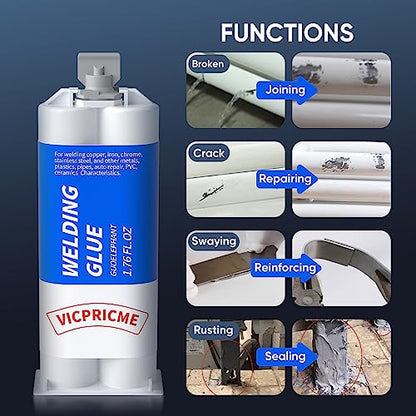 Metal Glue Heavy Duty Metal-on-Metal Glue 30Min Set 24Hr Cure 3Pcs 1.76oz - size: 30min 3pcs