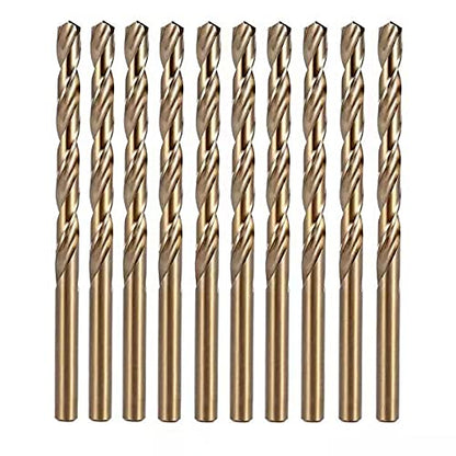 5/32 Inch Cobalt Drill Bit Set, M35 Jobber Length Twist Drill Bits,Suitable for Drilling in Hard Metal, Stainless Steel, Cast Iron,10 Pieces - size: 5/32"(10pcs)