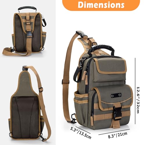 Electrician Tool Pouch Bag, Zippered HVAC Tool Organizer - color: Green