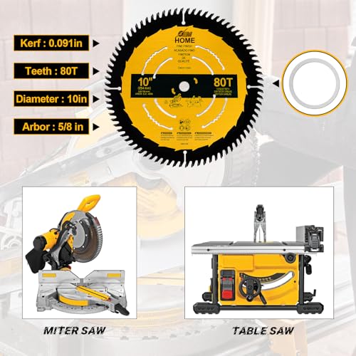 10 in 80T Table Saw Blade Compatible with Table Saw Blade Dwa11080 - style: 10IN,80T