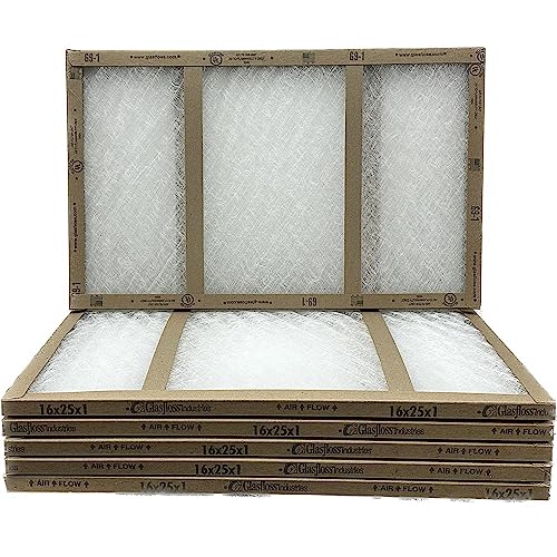 16x25x1 Fiberglass Air Filters, 6-Pack, AC & Furnace, Glasfloss - size: 16x25x1