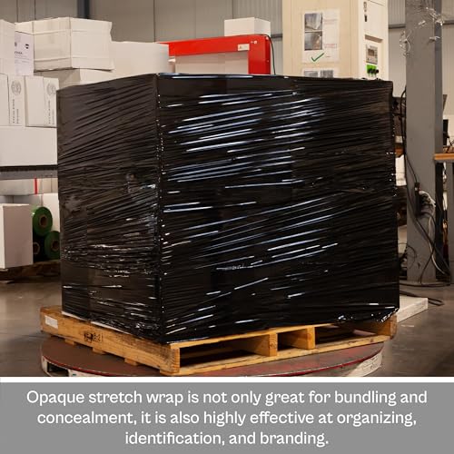 PSBM Dark Black Stretch Wrap, 8 Rolls 18 Inch x 1000 Feet 100 Gauge, Heavy Duty Plastic Wrap Industrial Strength Shrink Film for Moving, Packing & Shipping - color: Black, size: 8 Rolls