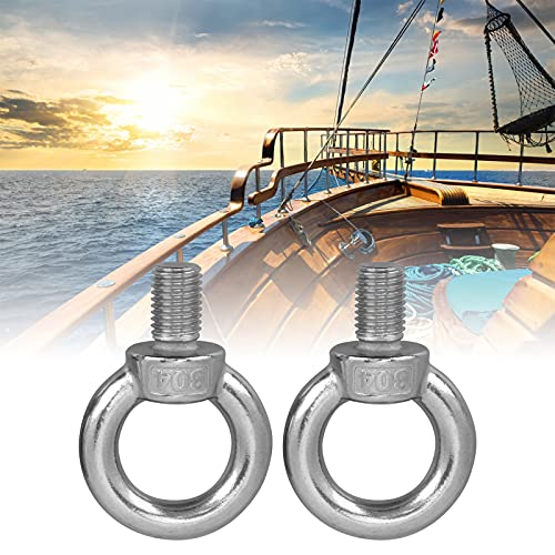 M20 Stainless Steel Eye Bolt, 2Pcs Heavy Duty Lifting Ring Screws, Marine Grade 316 Shoulder Eye Bolts with Nuts, for Lifting Rigging Marine Hardware Pulley Bracket