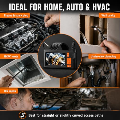 Dual Lens Borescope Camera 33FT with 4.3'' HD Screen, 1080P Photo Video - size: 4.3''Dual Lens 33FT