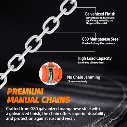 Lever Chain Hoist 1 Ton 2205LBS Capacity,10FT Lift Come Along,Manual Ratchet Chain Puller Hoist with 2 Hooks for Building Garages Warehouse Automotive Machinery