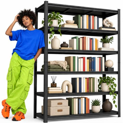 Metal Book shelf, Adjustable Industrial Bookcase with Double-Layer Columns - size: 36"Wx 16"Dx 78"H