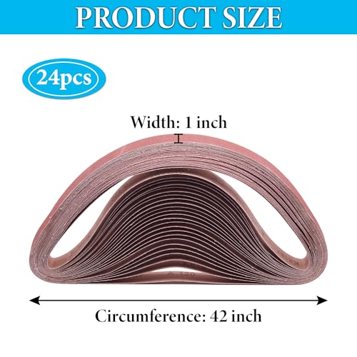 1 x 42 Belt Sander Sanding Belts, 1 inch x 42 inch Sanding Belt 120 Grit, Aluminum Oxide Sanding Belt for Belt Sander, 24 Pack(1x42in, 120 Grit) - color: 120 Grit, size: 1x42in