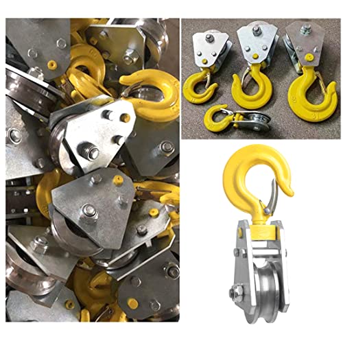 2pcs 3.2Ton Snatch Block with Hook Bearing Pulley Hook Lifting Trolley Wire Rope Electric Hoist Under Hook Hoist Special Hook Household Labor-Saving Hook Small Lifting Trolley - size: 3 Ton