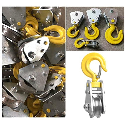 2pcs 3.2Ton Snatch Block with Hook Bearing Pulley Hook Lifting Trolley Wire Rope Electric Hoist Under Hook Hoist Special Hook Household Labor-Saving Hook Small Lifting Trolley - size: 3 Ton