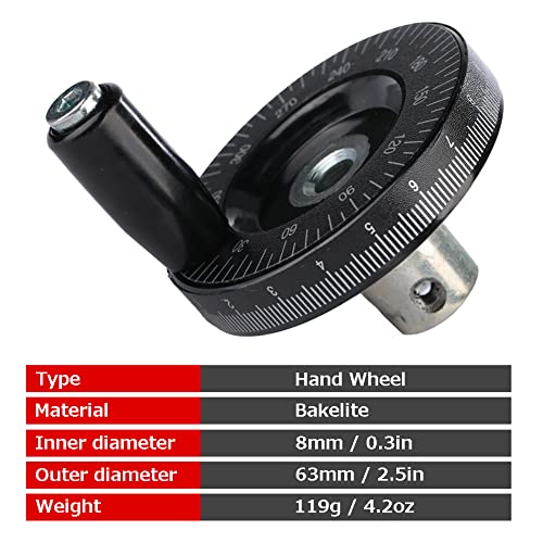 Hand Wheel with Handle, 63mm Milling Handwheel with Scale, Bakelite Hand Wheel Machinery Accessaries for Lathe Milling Machine