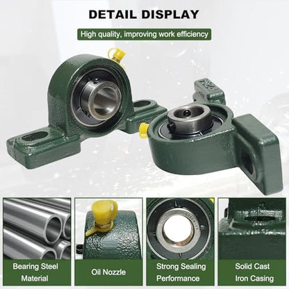 2 Pack UCP204-12 Pillow Block Mounted Ball Bearing - 3/4" Bore - Solid Cast Iron Base - Self Aligning - style: UCP204-12