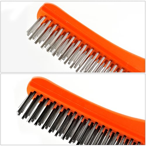 MAXMAN Wire Brush 10", 2Pcs Stainless & Carbon Steel Bristles, Rust Remover
