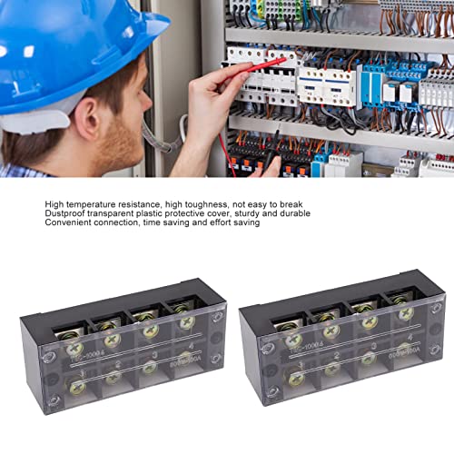2 Pcs Terminal Strip Block 100A 600V Large Current Easy Wiring Ground Circuit Terminal Block Sturdy for Lighting Power Distribution System (4 Positions) - size: 4 Positions
