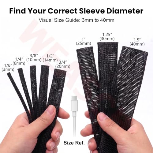 26ft-1.5 Inch PET Expandable Braided Cable Sleeve - size: 1.5"-26ft
