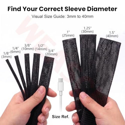 26ft-1.5 Inch PET Expandable Braided Cable Sleeve - size: 1.5"-26ft