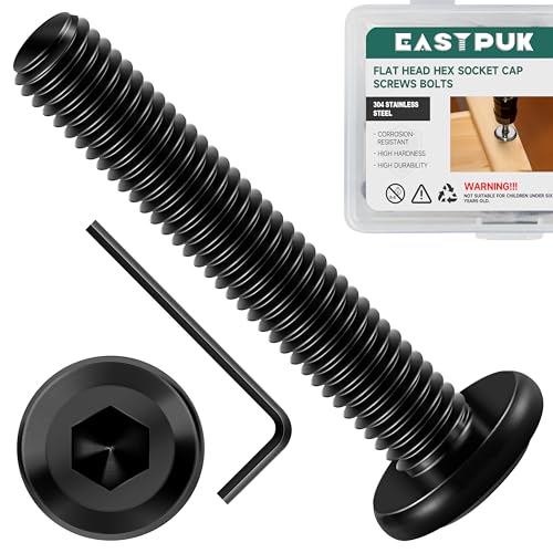20Pcs M6-1.0 x 40mm Flat Head Socket Cap Screws Bolts 304 Stainless Steel Black Zinc Plated Furniture Bolts, Fully Threaded M6 Bolt with Hex Spanner - size: M6 x 40mm