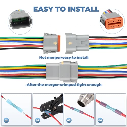 1 Kit Deutsch DT 12 pin Grey Male Female Wiring Harness, 16 AWG - color: Grey 12Pin, size: 1Set