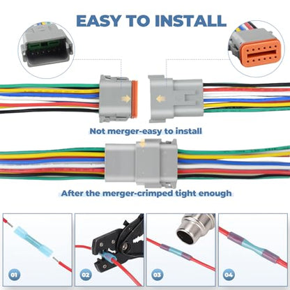1 Kit Deutsch DT 12 pin Grey Male Female Wiring Harness, 16 AWG - color: Grey 12Pin, size: 1Set