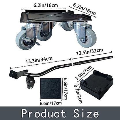 Furniture-Dolly-Furniture-Movers-with-5-Wheels, Furniture Sliders Large Size Carbon Steel Panel Lifter Tool for Moving Heavy Furniture, Furniture Dollies with 2 Brakes, Max Capacity 3335 Ibs - size: Large-Grey