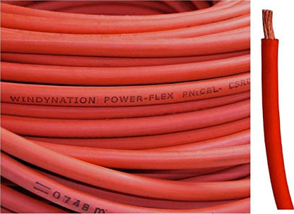WINDYNATION Red and Black Welding Lead & Car Battery Copper Cable Wire 1/0 AWG 1/0 Gauge - Car, RV, Inverter, Solar, Battery Cable - color: Red, size: 5 ft