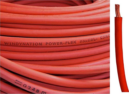 WINDYNATION Red and Black Welding Lead & Car Battery Copper Cable Wire 1/0 AWG 1/0 Gauge - Car, RV, Inverter, Solar, Battery Cable - color: Red, size: 40 ft