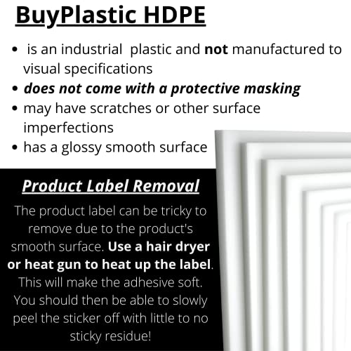 BuyPlastic Natural White HDPE Plastic Sheet 5/8" Thick, Size 6" x 6", High Density Polyethylene Board, Actual Dimensions 5.75" x 5.75" - size: 6" x 6", style: 5/8" Thick
