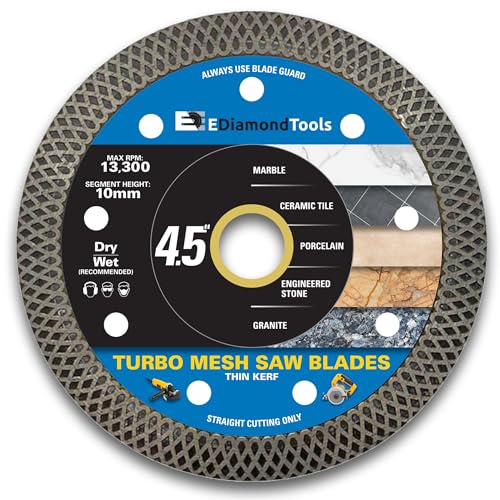 4.5" Turbo Mesh Saw Blades for Porcelain, Ceramic Tile and Stone, 1 PC - size: 4.5 Inch