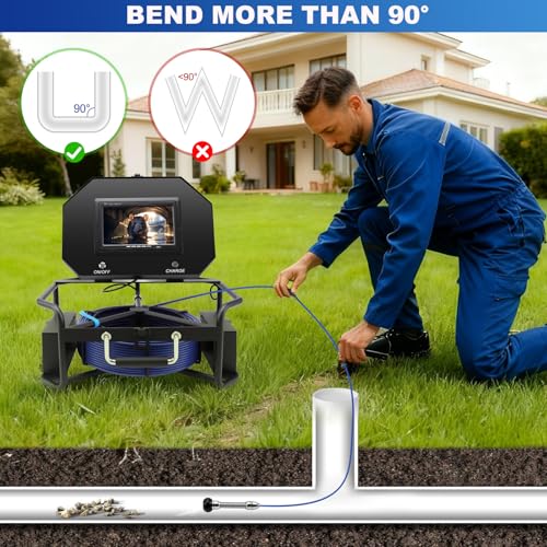 7" Sewer Camera w/DVR Function,4X Zoom, Industrial Borescope Camera w/Light - size: 7inch/50M/165FT