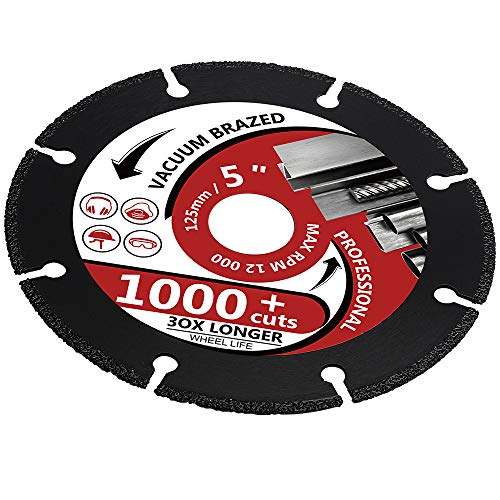 5" Diamond Metal Cutting Disc Diamond Cut Off Wheel for Cutting Steel Rebar, Sheet Metal, Ductile Pipe, Angle Iron, Stainless Steel and Similar Materials (5-1pc) - size: 5-1pc